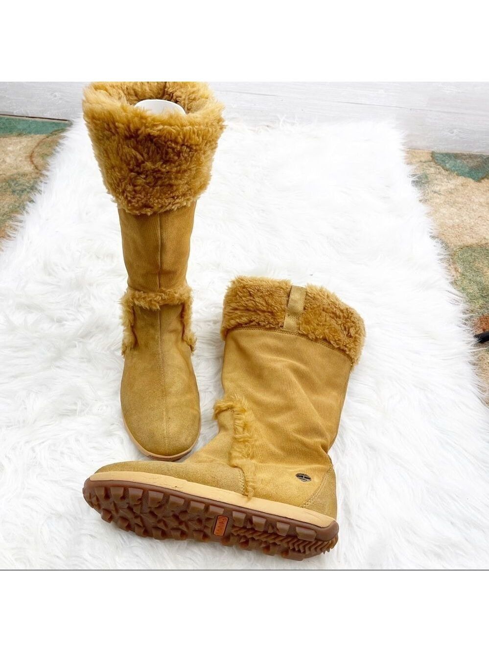 Timberland Muk Luk Corduroy Leather Fur Top Boots